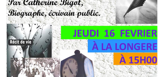 Catherine Bigot, biographe, écrivain public causerie à La Longère à Mordelles 35